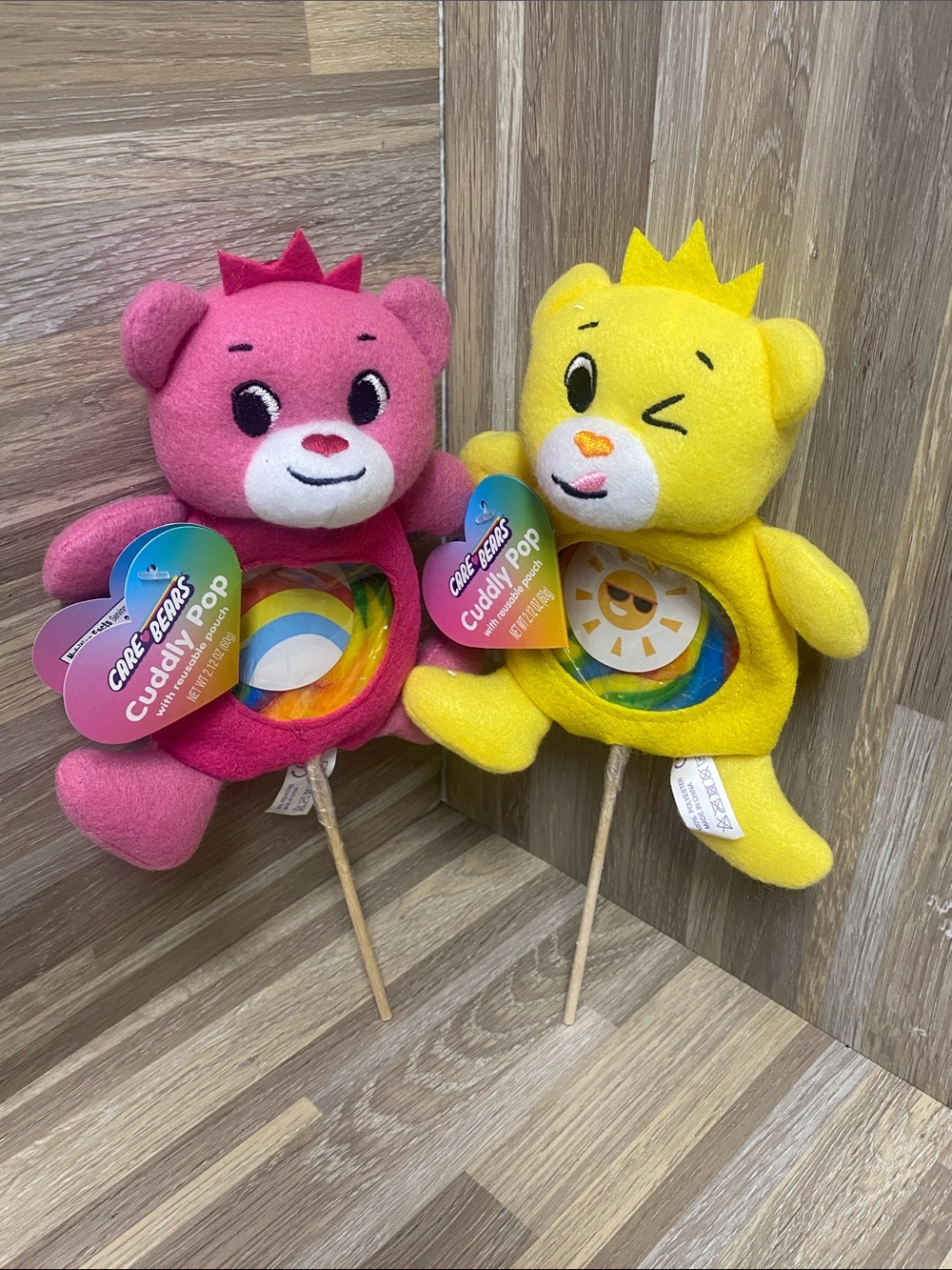 Care Bears Cuddly Pop Plush Pair - Pink & Yellow